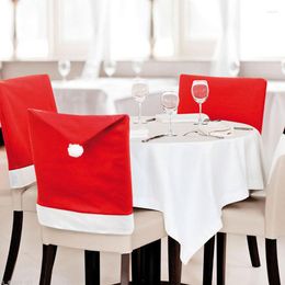 Chair Covers 4pcs Christmas Back Cover Decoration Santa Clause Red Hat For Home Table Must-Have Year Decor