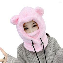 Berets Keep Warm Adorable One-piece Ear Protection Beanies Hat Scarf For Riding