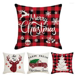 Pillow Christmas Pillowcases 4pcs Printed Set 18inch Machine Washable Linen Cover For Party Sofa Home