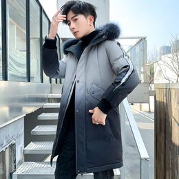 Men's Down 2023 Winter Jacket Active Coat Long Puffy For Men Hoodie Thickened Padded Outerwear Snowjacket Over The Knee