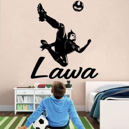 Wall Stickers Customizable Custom Name Football Player Applique Boy Child Teen Room Home Decor Wallpaper Art Mural DZ37Wall StickersWall