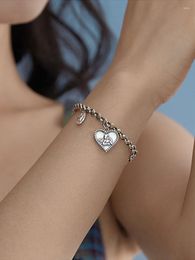 Link Bracelets S925 Love Cupid Angel Pendant Sterling Silver Bracelet Punk Style Women Thai