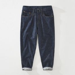 Men's Jeans 2023 Men Retro Fashion Street Cowboy Casual High Quality Blue Loose Cotton Linen Pocket Straight Solid Color Denim Pants