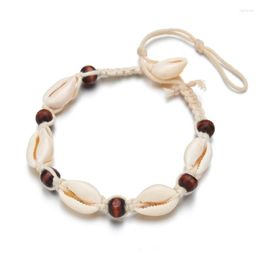 Anklets Charm Boho Wooden Beads Shell Pendant Anklet For Women Girls Rope Adjustable Bracelets Beach Foot Enkelbandje Jewelry