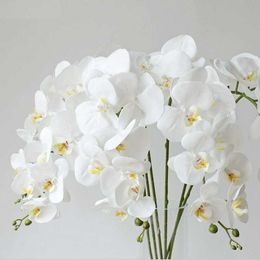 Decorative Flowers & Wreaths 95cm Flores Artificiales Real Touch Latex Butterfly Orchid Home Decor Wedding Decoration Christmas Mariage PU A