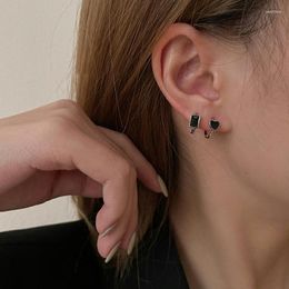 Hoop Earrings Trend For Women Black Love Heart Temperament Korean Fashion Accessories Aesthetic Jewelry