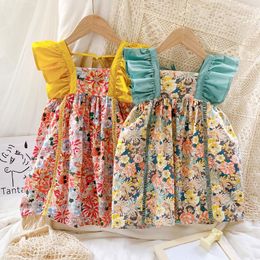 Girl Dresses Toddler Kids Baby Girls Summer Sleeve Flower Knee-length Children Casual Clothes Pretty Princess Costume 1-6Y