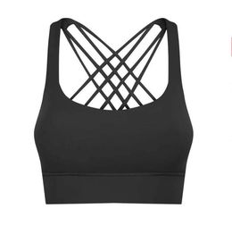 Yoga Sports Bra Gym Vest Clothes Shakeproof Adjustable Strap Bras Sport Fitness Tank Top lululemens womens Sexy Cross Back Bra