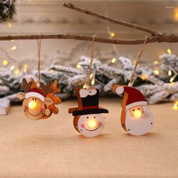 Christmas Decorations Luminous Wooden Doll Pendants Tree Small Ornaments X172 With Light Xmas Party Ornament