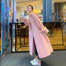 Women's Trench Coats Spring And Autumn Fashion Ladies Long Pink Windbreaker Jacket Trend Phyl22