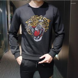 Men's Hoodies 2023 Mens Hoody Fashion Winter Long Sleeve T-shirt Casual Rhinestone For Man Big Size M-4XL