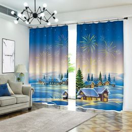 Curtain & Drapes Babson Snow Town High Precision Shading Personalised 3D Digital Printing DIY Po Christmas