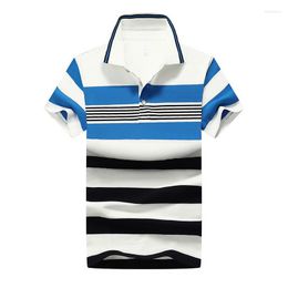 Men's Polos 92% Cotton Camisa Men Polo Shirt Design Casual Striped Slim Short Sleeves ASIAN SIZE M-4XL