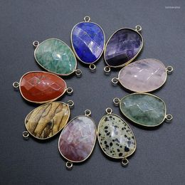 Pendant Necklaces 1PC Healing Stone Jewelry Double Hole Natural Amethysts Amazonite Lapis Clear Quartz Pink Crystal Pendants For Necklace