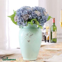 Decorative Flowers & Wreaths Hydrangea Rose Bud Bunch High-end Simulation Bouquet Bride Holding Wedding Supplies Short