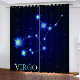 Curtain Po Blackout Window Drapes Luxury 3D Curtains For Living Room Dark Blue