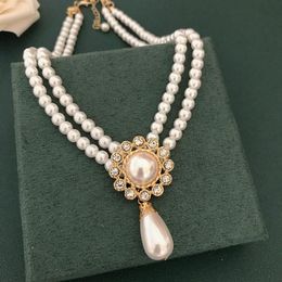 Pendant Necklaces Double Stands Imitation Pearls Necklace Choker Collar Wedding Party Elegant JewelryPendant