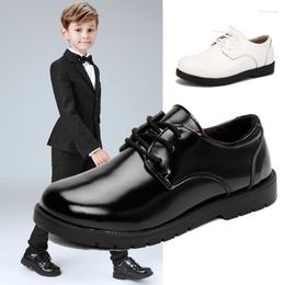 Flat Shoes Genuine Leather Oxford Children Boys Black Performance Students School