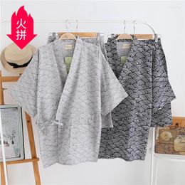 Ethnic Clothing Men's Japanese Kimono Cardigan Men Traditional Yukata Summer Samurai Short-sleeved Shorts Cotton Asian Clothes Harajuku