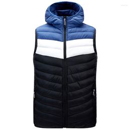 Women's Vests 2023 Autumn Winter Sleeveless Hooded Jacket Man Women Couple's Outwear Striped Patchwork Zipper Vest Waistcoat