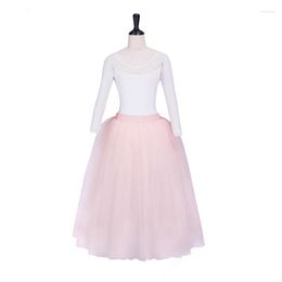 Stage Wear FLTOTURE L2004A Professional Ballet Long Dresses 5 Layer Soft Tulles Half Skirt White Romantic Tutu Skirts