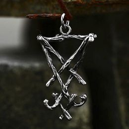 Pendant Necklaces Gothic Satan Symbol Necklace Pendant Stainless Steel Sigil of Lucifer Pendant for Men Women Seal of Satan Pagan Jewellery Gift G230206