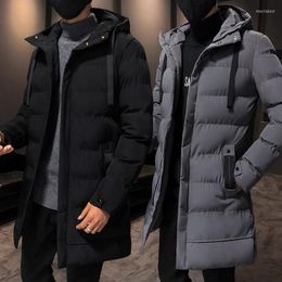 Men's Down Mens Long Jacket Coat Winter Solid Black Parkas Men Plus Size 4XL Thick Warm Slim Fit Male Overcoat