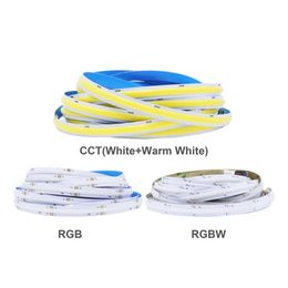 Led Strips Cob Cct/Rgb/Rgbw Light Strip 840Leds/M High Density Flexible Fob Ra90 Linear Dimmable Lights Dc24V Drop Delivery Lighting Dhigt