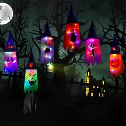 Party Decoration Halloween LED Luminous Hanging Witch Hat Pendant For Outdoor Yard Tree Supplies