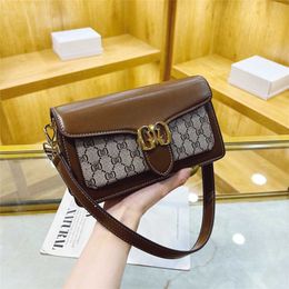 2023 Purses Clearance Outlet Online Sale new style printed one-shoulder hand high-grade texture diagonal cross square small design women's bag