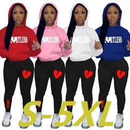 Plus Sizes XS-5XL Women Tracksuits Two Pieces Set Designer 2023 New Large Fashion Letters Printed Contrast Colour Suit Sports Ladies Sportwear 4 Colours
