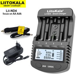 Cell Phone Chargers LiitoKala Lii-ND4 Lii-NL4 Smart Battery Charger for 8.4 V Li-ion 9V1.2V Ni-MH Ni-Cd AA AAA Batteries and test battery capicity 230206