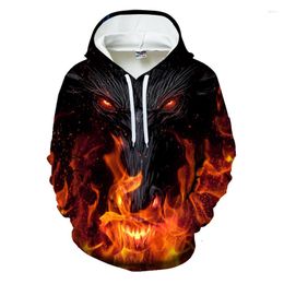 Capuz de moletom com capuz masculino Fashion Fashion Ladies Capuz de jaqueta solta Street Cool Red Flame Autumn e Winter Black Coat