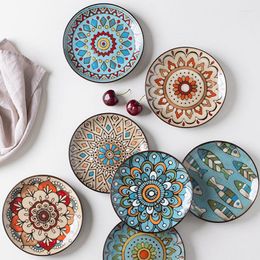 Plates 6inch Hand Painted Ceramic Round Decorative Serving Dessert Snack Dishes Kitchen Party Tableware Cute Small Saucer Tray