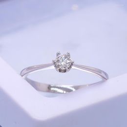 Cluster Rings 14k White Gold 0.1CT Round Cut Lab Grown Diamond Engagement Wedding Ring Classic 6-Prong Setting For Women