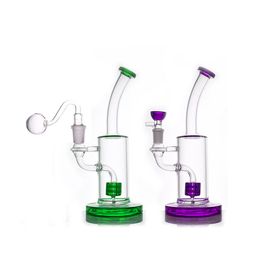 Colourful Hookahs Smoking Water Pipe Ice Catcher Oil Dab Rig Stereo Matrix Perc Thickness Recycler Bongs with 14mm Male Glass Oil Burner Pipe and Dry Herb Bowl