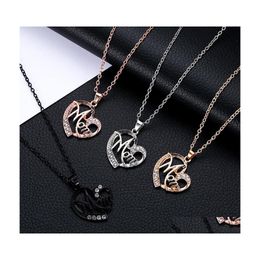 Pendant Necklaces Mom Necklace Mothers Day Gift For Hollow Out Gold Sier Alloy Metal Crystals Heart Necklac Yzedibleshop Drop Delive Dhboh