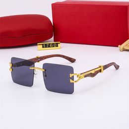 Rimless Sunglasses Metal Designer Driving Sunglass Men Women Travel Beach Sun Glasses Luxury Adumbral Fashion Brand Eyeglasses With Box