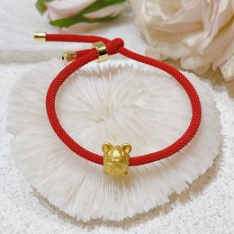 Charm Bracelets Year Gold Plated Tiger Red Rope Chain For Women Girls Handmade Braid Bracelet Fashion JewelryCharm