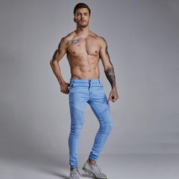 Men's Pants Denim Trousers Washed Scrub Fabric Beam High Quality Slim Business Casual