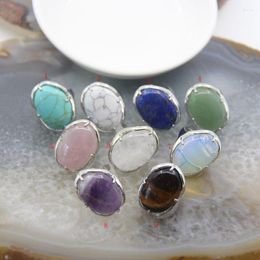 Wedding Rings Natural Lapis Lazuli/Tiger Eye/White Quartz Open Adjustable Oval Jewellery Gift Women's Party Finger