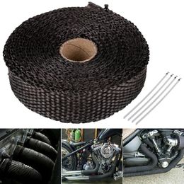 Motorcycle Exhaust System 5M Roll Fibreglass Heat Shield Header Pipe Thermal Protection 4 Ties Kit Insulat Black Grey