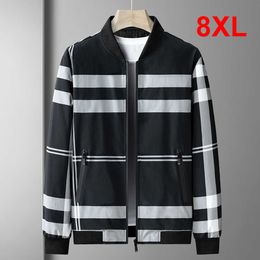 Men's Jackets Striped Plaid 8XL Plus Size Coat Spring Autumn Baseball Male Big Stripe Coats Y2302