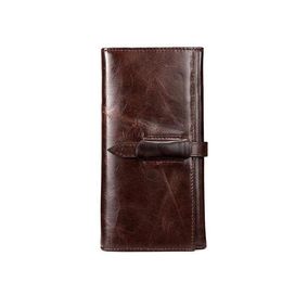 Wallets Genuine Leather Wallet Men Top Grain Cow Purse Male With Card Holders Note Compartment Long Men's Brown