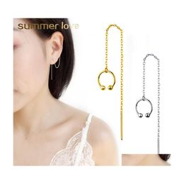 Stud Long Tassel Chain Ear Cuff Earring For Women Bohemian Style Retro Sier Gold Clip Lady Jewellery Party Gift Drop Delivery Earrings Dhyo7