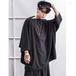 Men's T Shirts Spring And Summer Dark Oversize Loose Bat Sleeve T-shirt Youth Tide Male Hip-hop Long-sleeved