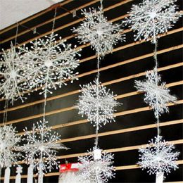 Christmas Decorations 6pcs Tree White Snowflake String Ornaments Party Decor For Home Artificial 3D Strings