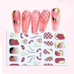 Nail Stickers 10PCS 3D Phnom Penh Checkerboard Plaid Art Sticker DIY Leopard Curve Flower Self-adhesive Decorative Decal