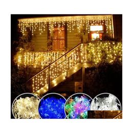 Led Strings Christmas String Lights 5M Curtain Icicle Garland Droop 0.40.6M Decoration For Eaves Garden Street Outdoor Drop Delivery Dh0Um