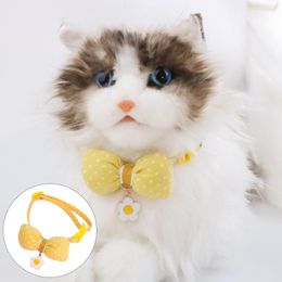 Dog Collars Cute Cat Necklace Party Pet Collar Lightweight Outdoor Walking Soft Quick Release Adjustable Buckle With Bowtie Pendant Gift